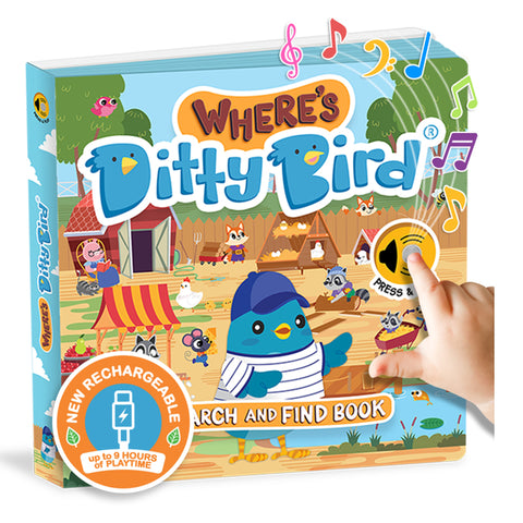 Ditty Bird Where's Ditty? Look and Find Book with Sounds Activity Sound Book for Toddlers 1- 3 Early Learning Toy