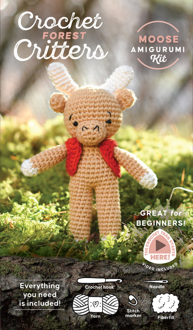 Crochet Forest Critters Amigurumi Kit Moose: Everything You Need Is Included: 100%-Cotton Yarn, Crochet Hook, Stitch Marker, Tapestry Needle, Fiberfil