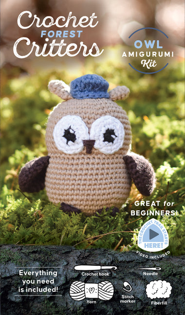 Crochet Forest Critters Amigurumi Kit Owl: Everything You Need Is Included: 100%-Cotton Yarn, Crochet Hook, Stitch Marker, Tapestry Needle, Fiberfill,