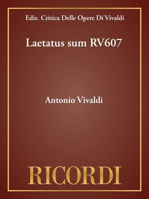 Laetatus Sum Rv607: Critical Edition Score by Vivaldi, Antonio