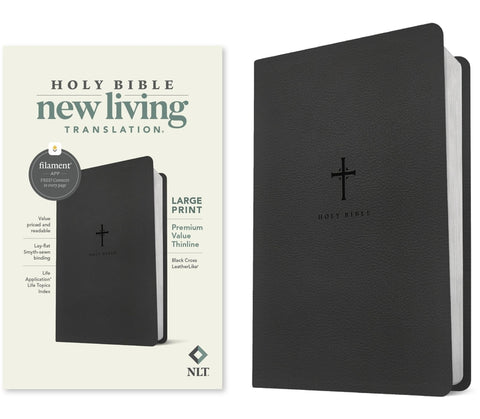 NLT Large Print Premium Value Thinline Bible, Filament Enabled (Leatherlike, Black Cross) by New Living Translation