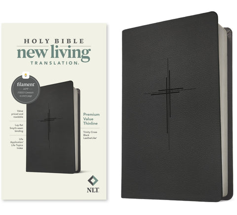 NLT Premium Value Thinline Bible, Filament Enabled (Leatherlike, Trinity Cross Black) by New Living Translation