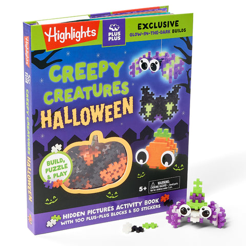 Creepy Creatures Halloween: Build, Puzzle & Play: Build, Puzzle & Play: Hidden Pictures Activity Book with 100 Plus-Plus Blocks and 50 Stickers, Glow-