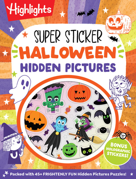 Super Sticker Halloween Hidden Pictures: Halloween Sticker Activity Book with Holographic Foil Stickers and Puzzles, Halloween Kids Gift for Ages 6 an