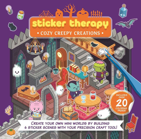 Sticker Therapy: Cozy Creepy Creations: Create Your Own Mini Worlds by Building 6 Sticker Scenes with Your Precision Craft Tool