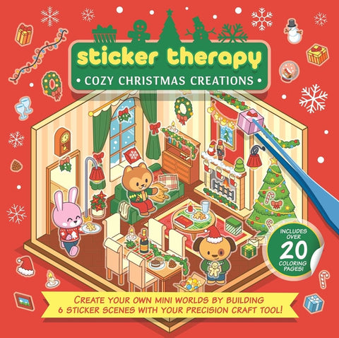 Sticker Therapy: Cozy Christmas Creations: Create Your Own Mini Worlds by Building 6 Sticker Scenes with Your Precision Craft Tool