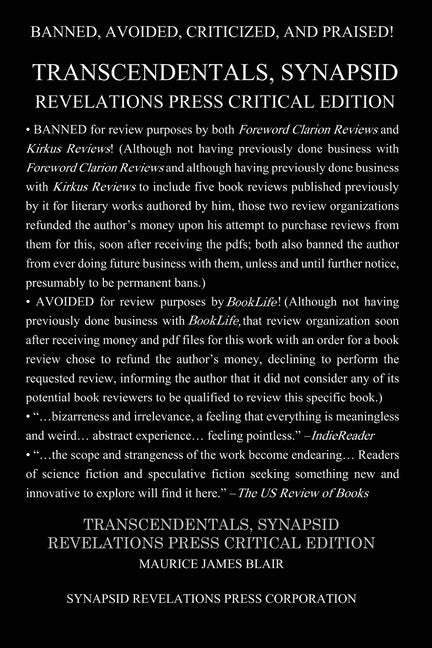 Transcendentals, Synapsid Revelations Press Critical Edition by Blair, Maurice James