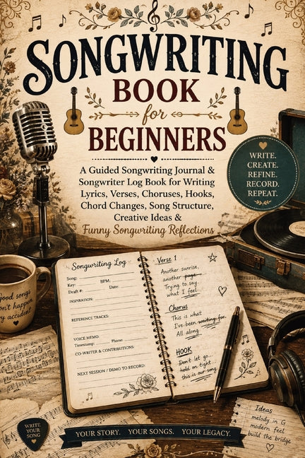 Songwriting Book for Beginners: A Guided Songwriting Journal & Songwriter Log Book for Writing Lyrics, Verses, Choruses, Hooks, Chord Changes, Song St by Baum, Inge