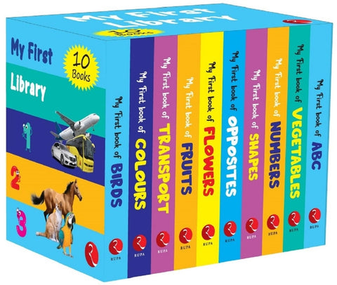 My First Library - Set of 10 Books (Box Set) - Kids Learning Board Books by Moonstone