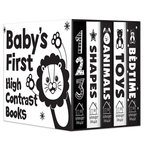 Baby's First High-Contrast Books Boxed Set [Box Set of 5] - Age Group: 0+ / Black and White Tummy Time Books /Illustrated Board Book for Kids/Toddlers by Wonder House Books