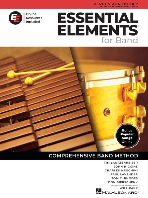 Essential Elements for Band Percussion/Keyboard Book 2 with Eei Access Percussion and Keyboard Method Songbook and Sheet Music for School Band Student by Lautzenheiser, Tim