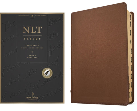NLT Select Large Print Thinline Reference Bible, Filament Enabled (Goatskin Leather, Brown, Indexed, Red Letter) by New Living Translation