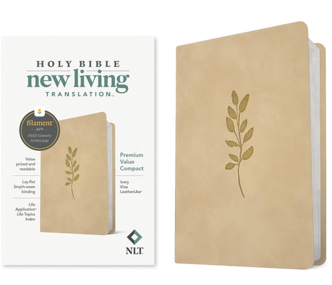 NLT Premium Value Compact Bible, Filament Enabled (Leatherlike, Ivory Vine)