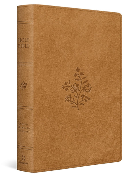 ESV Giant Print Personal Size Bible, Red Letter, Thumb Indexed (Trutone, Nubuck Caramel, Wildflower Design)