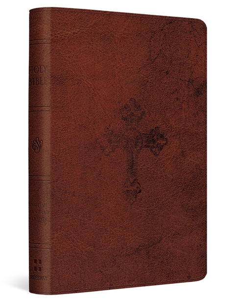 ESV Compact Bible (Trutone, Walnut, Weathered Cross Design)