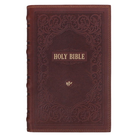 KJV Bible Giant Print Standard-Size (Full-Grain Leather, Dark Brown)