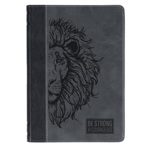 Journal Hardcover Two-Tone Black Gray Be Strong & Courageous Josh. 1:9 by 