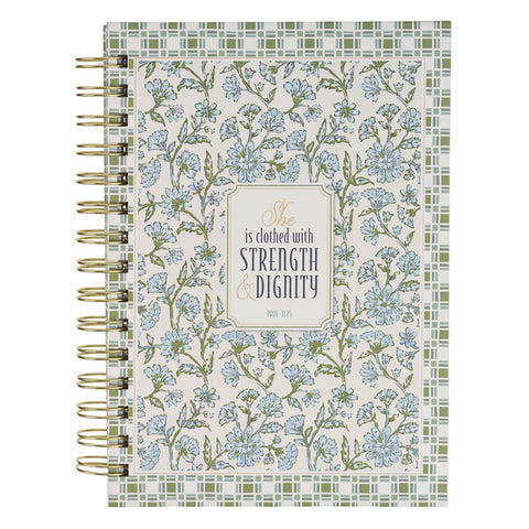 Journal Spiral Blue Floral Strength and Dignity Prov. 31:25 by 