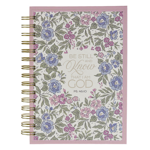 Journal Spiral Purple Floral Be Still and Know Ps. 46:10 by 