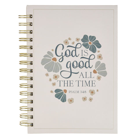 Journal Spiral Cream Floral God Is Good Ps. 34:8 by 