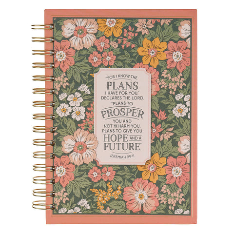 Journal Spiral Pink Floral I Know the Plans Jer. 29:11 by 