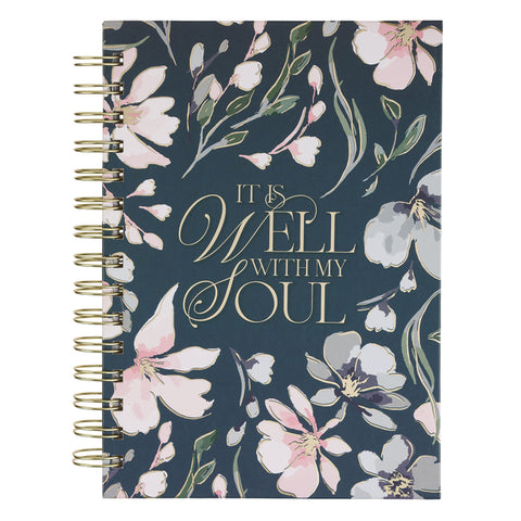 Journal Spiral Blue Floral It Is Well with My Soul by 