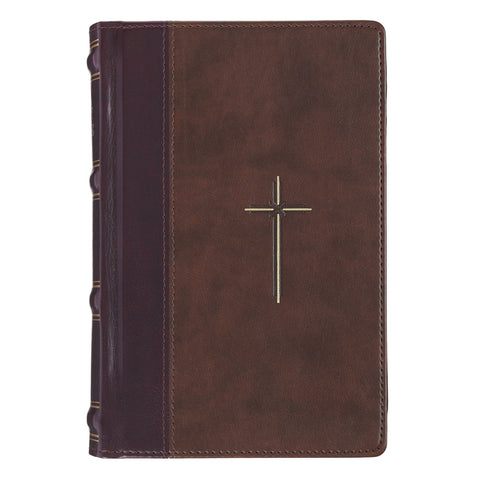 KJV Bible Personal Size Lg Print Hardcover Faux Leather Two-Tone Black/Tan by 