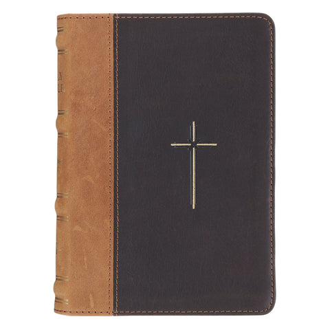 KJV Bible Compact Leather Cross Two-Tone Black by 