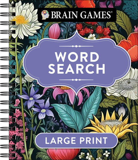 Brain Games - Large Print Word Search (Dark Floral Design)
