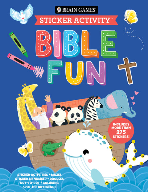 Brain Games - Sticker Activity: Bible Fun - For Ages 3-6 Coloring, Mazes, Sticker by Number, Dot-To-Dot & More Christian Activity Book Gift for Presch