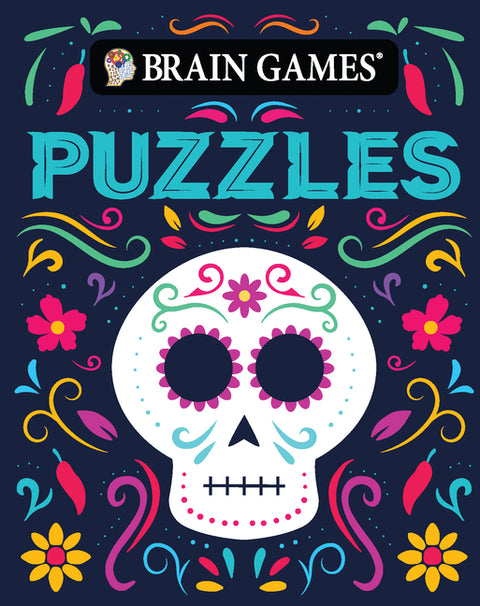 Brain Games - Take-Along - Puzzles (Sugar Skull Design - Day of the Dead and Halloween) by Publications International Ltd