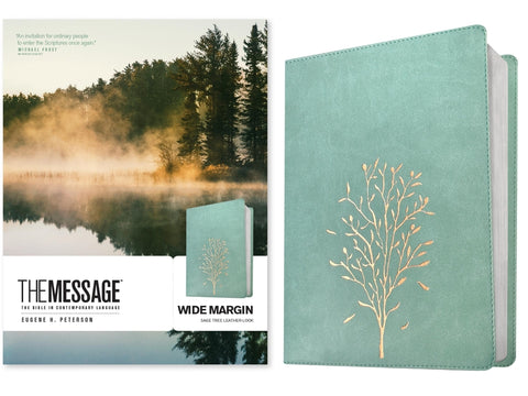 The Message Wide Margin Bible (Leather-Look, Sage Tree) by Peterson, Eugene H.