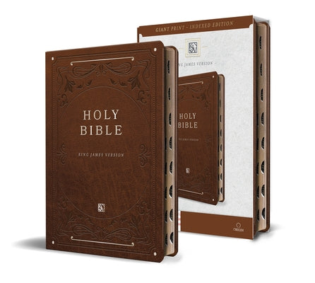 KJV Holy Bible, Giant Print Thinline Large Format, Brown Premium Imitation Leath Er with Ribbon Marker, Red Letter, and Thumb Index by Origin