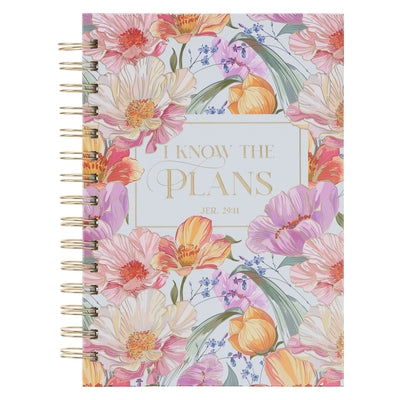 Christian Art Gifts Inspirational Journal, I Know the Plans Wide Ruled Notebook, Jeremiah 29:11 Bible Verse, Pink Floral, 192 Lined Pages W/Scripture, by 