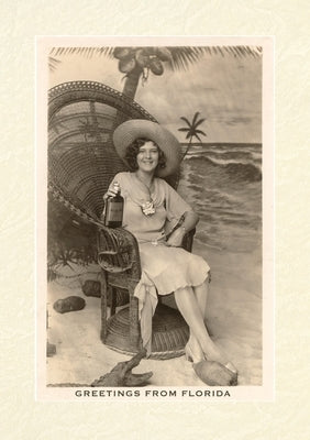 Vintage Lined Notebook Greetings from Florida, Woman in Chair with Gator by Found Image Press