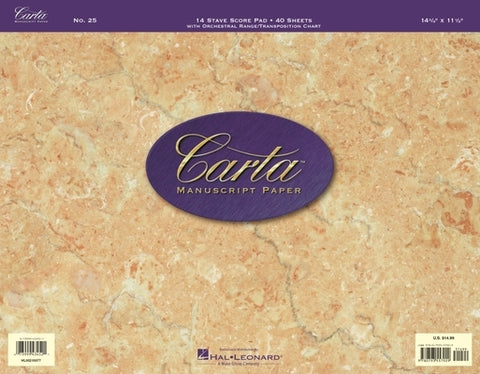 Carta Manuscript Paper No. 25 - Professional by Hal Leonard Corp