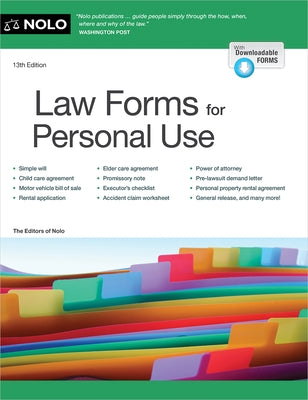 Law Forms for Personal Use by Nolo the Editors, The Editors of Nolo