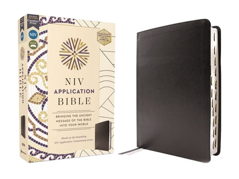 NIV Application Bible, European Bonded Leather, Black, Red Letter, Thumb Indexed, Comfort Print: Bringing the Ancient Message of the Bible Into Your W by Zondervan