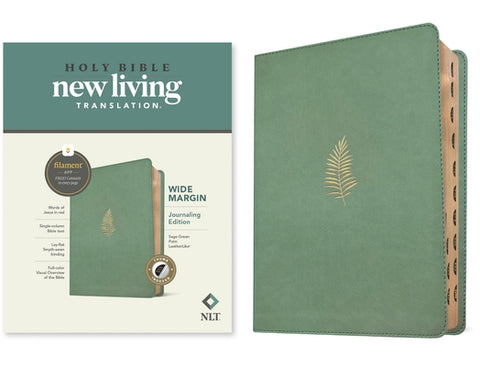 NLT Wide Margin Bible, Filament Enabled (Leatherlike, Sage Green Palm, Indexed, Red Letter) by New Living Translation
