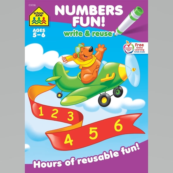 School Zone Numbers Fun! Write & Reuse Workbook by Zone, School
