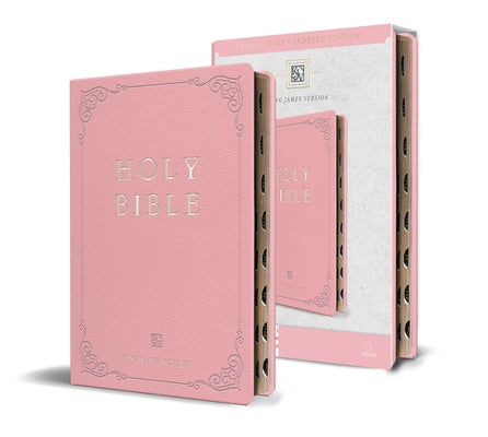 KJV Holy Bible, Giant Print Thinline Large Format, Pink Premium Imitation Leathe R with Ribbon Marker, Red Letter, and Thumb Index by Origin