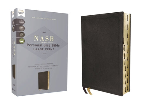 Nasb, Personal Size Bible, Large Print, Genuine Leather, Calfskin, Black, Red Letter, 1995 Text, Thumb Indexed, Comfort Print by Zondervan