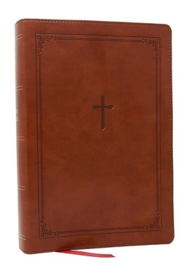 NKJV Giant Print End-Of-Verse Reference Bible, Brown Leathersoft, Red Letter, Comfort Print: Holy Bible by Thomas Nelson