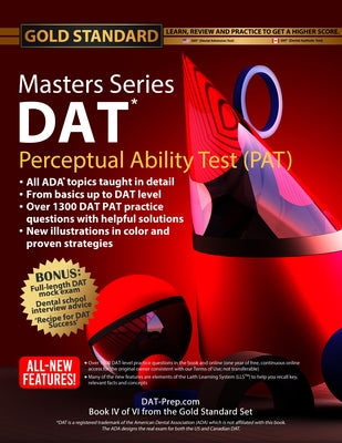 DAT Masters Series Perceptual Ability Test (Pat): Strategies and Practice for the Dental Admission Test Pat, Dental School Interview Advice by Gold St by Ferdinand, Brett