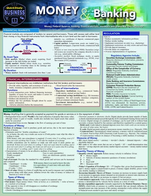 Money & Banking: A Quickstudy Laminated Reference Guide by Mijares, John