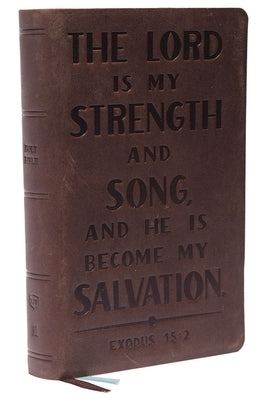 KJV Holy Bible: Personal Size with Cross References, Brown Genuine Leather, Red Letter, Comfort Print: King James Version (Verse Art Cover Collection) by Thomas Nelson