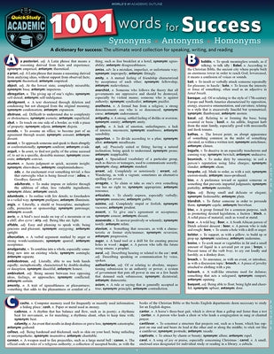 1001 Words for Success - Synonyms, Antonyms & Homonyms: A Quickstudy Laminated Reference Guide by Brenner, Erin