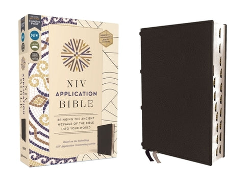 NIV Application Bible, Genuine Leather, Calfskin, Black, Red Letter, Thumb Indexed, Comfort Print: Bringing the Ancient Message of the Bible Into Your by Zondervan