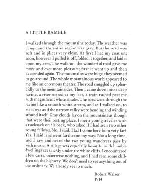 A Little Ramble: In the Spirit of Robert Walser by Walser, Robert