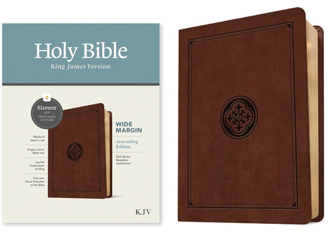 KJV Wide Margin Bible, Filament-Enabled Edition (Leatherlike, Dark Brown Medallion, Red Letter) by Tyndale